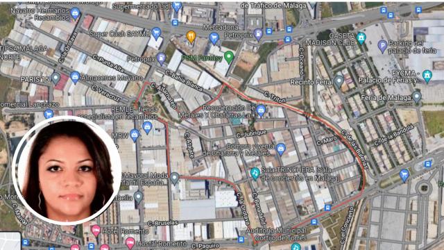 Debora y un mapa del polígono donde fue hallado su cadáver.