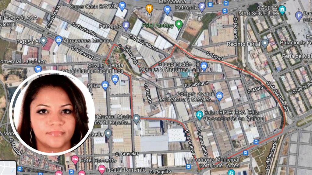 Debora y un mapa del polígono donde fue hallado su cadáver.