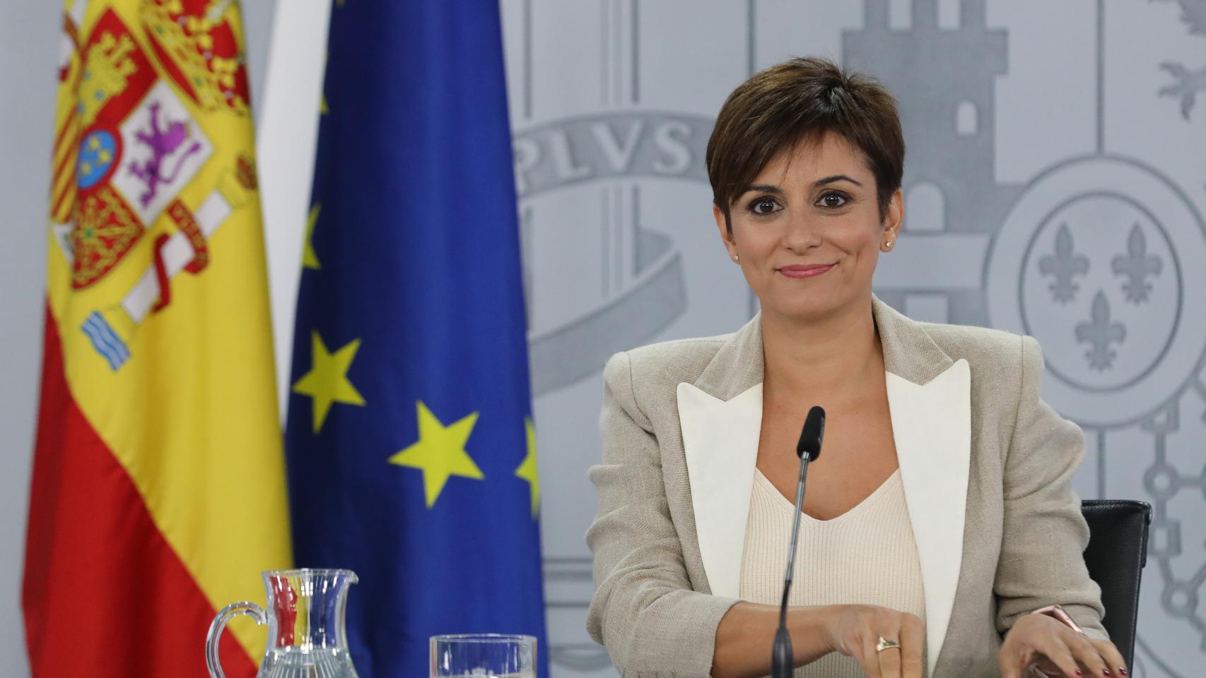 La ministra de Política Territorial y portavoz del Gobierno, Isabel Rodríguez, este martes en la rueda de prensa posterior al Consejo de Ministros.