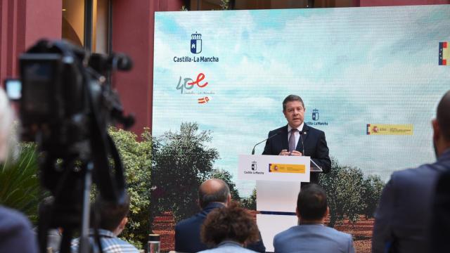 Emiliano García-Page, presidente de Castilla-La Mancha, este miércoles en Alcázar de San Juan (Ciudad Real).