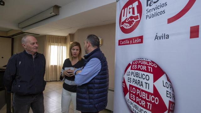 Los representantes sindicales en el acto