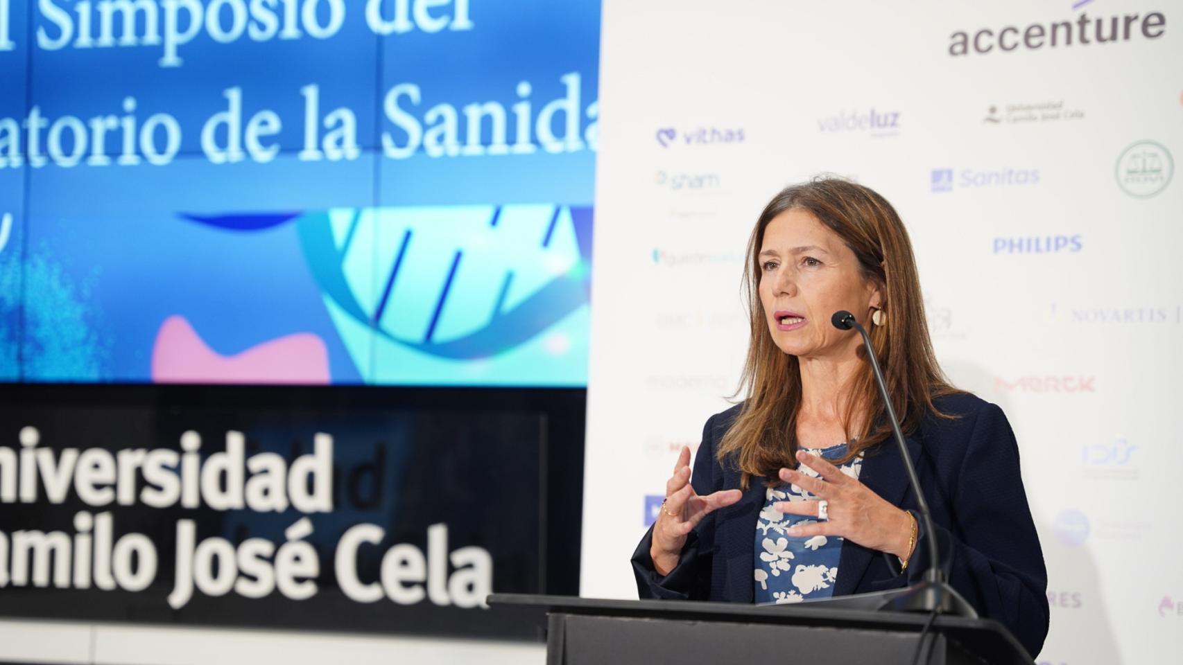 María Jesús Lamas, directora de la Agencia Española de Medicamentos y Productos Sanitarios, durante su intervención bajo el título 'Un nuevo ecosistema para los medicamentos', en la tercera jornada del III Simposio del Observatorio de la Sanidad..