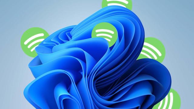 Fondo de Windows 11 con la aplicación de Spotify alrededor.