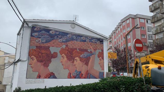 Mural de Cestola na Cachola en San Antoniño, en Pontevedra.