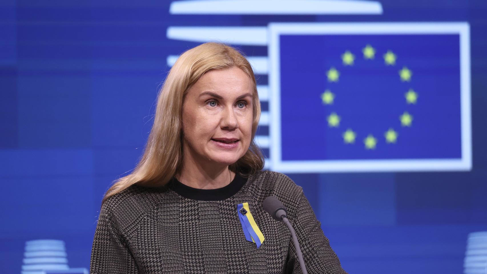 La comisaria de Energía, Kadri Simson, durante una rueda de prensa