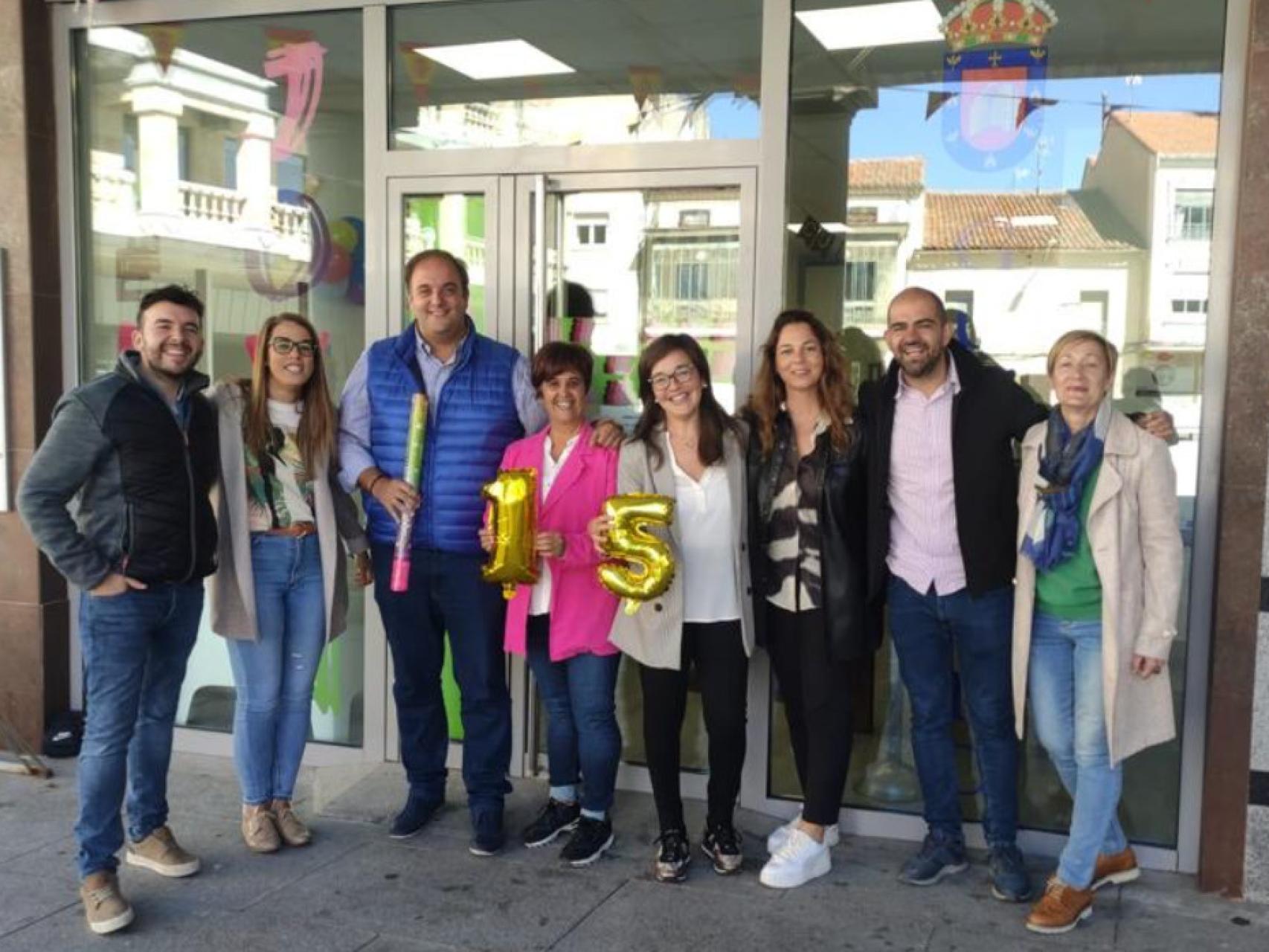 Guijuelo Joven durante la celebración de su 15 cumpleaños, este viernes.