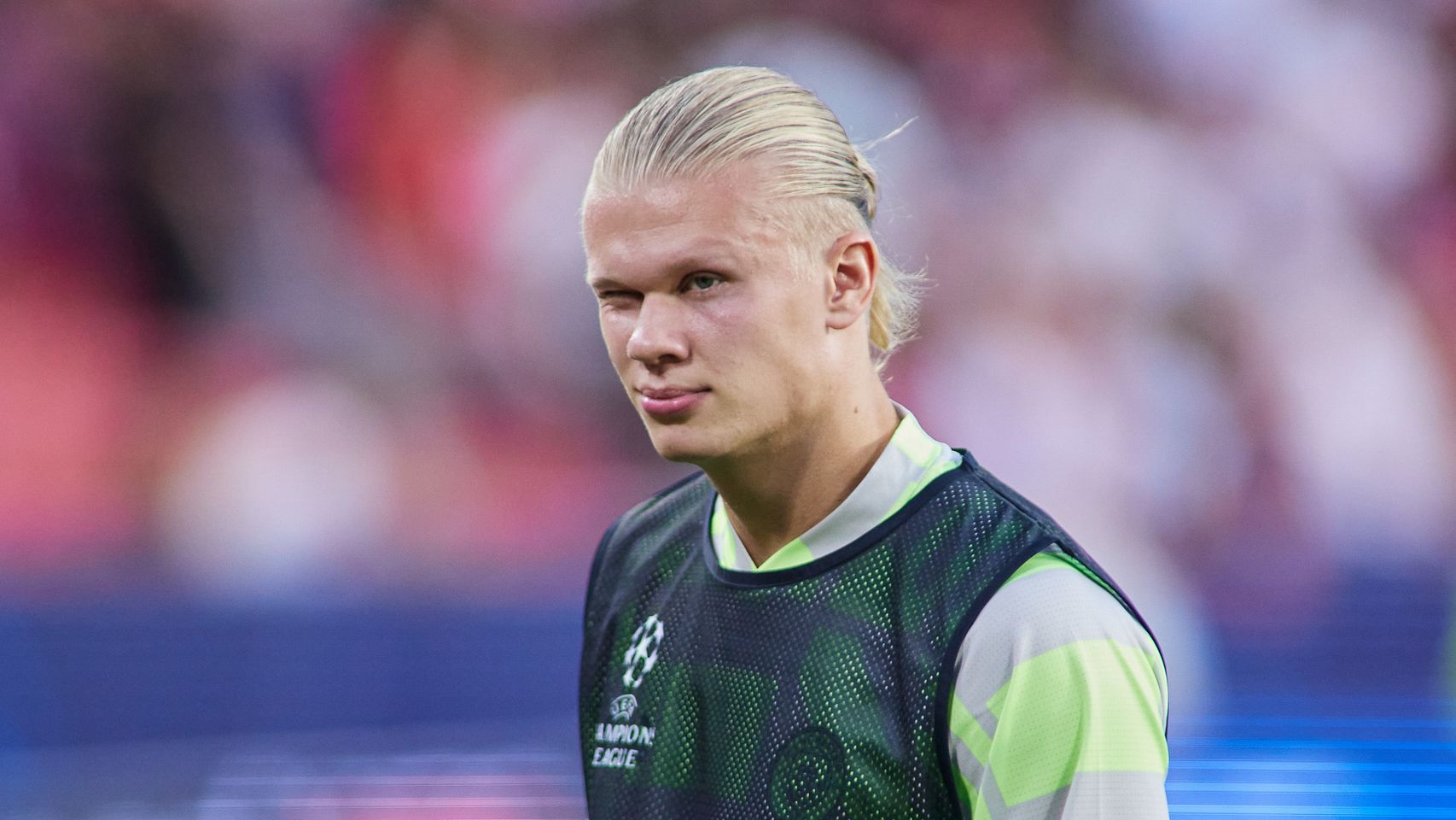 Erling Haaland, antes de un partido con el Manchester City