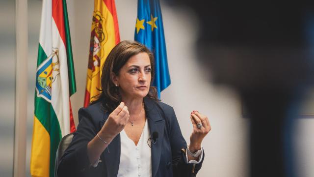 La presidenta de La Rioja, Concha Andreu, durante su entrevista con EL ESPAÑOL.