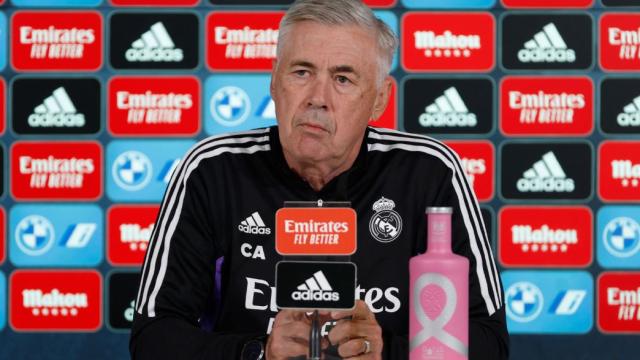 Carlo Ancelotti, en rueda de prensa con el Real Madrid de La Liga