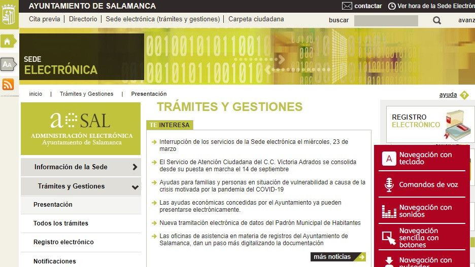 La web del Ayuntamiento de Salamanca