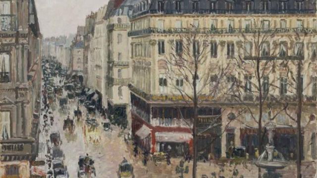 La obra 'Rue St. Honoré en la tarde', de Pissarro. Foto: Museo Thyssen