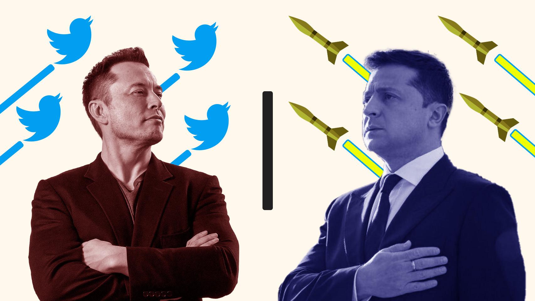 Fotomontaje con Elon Musk y Zelenskyy.