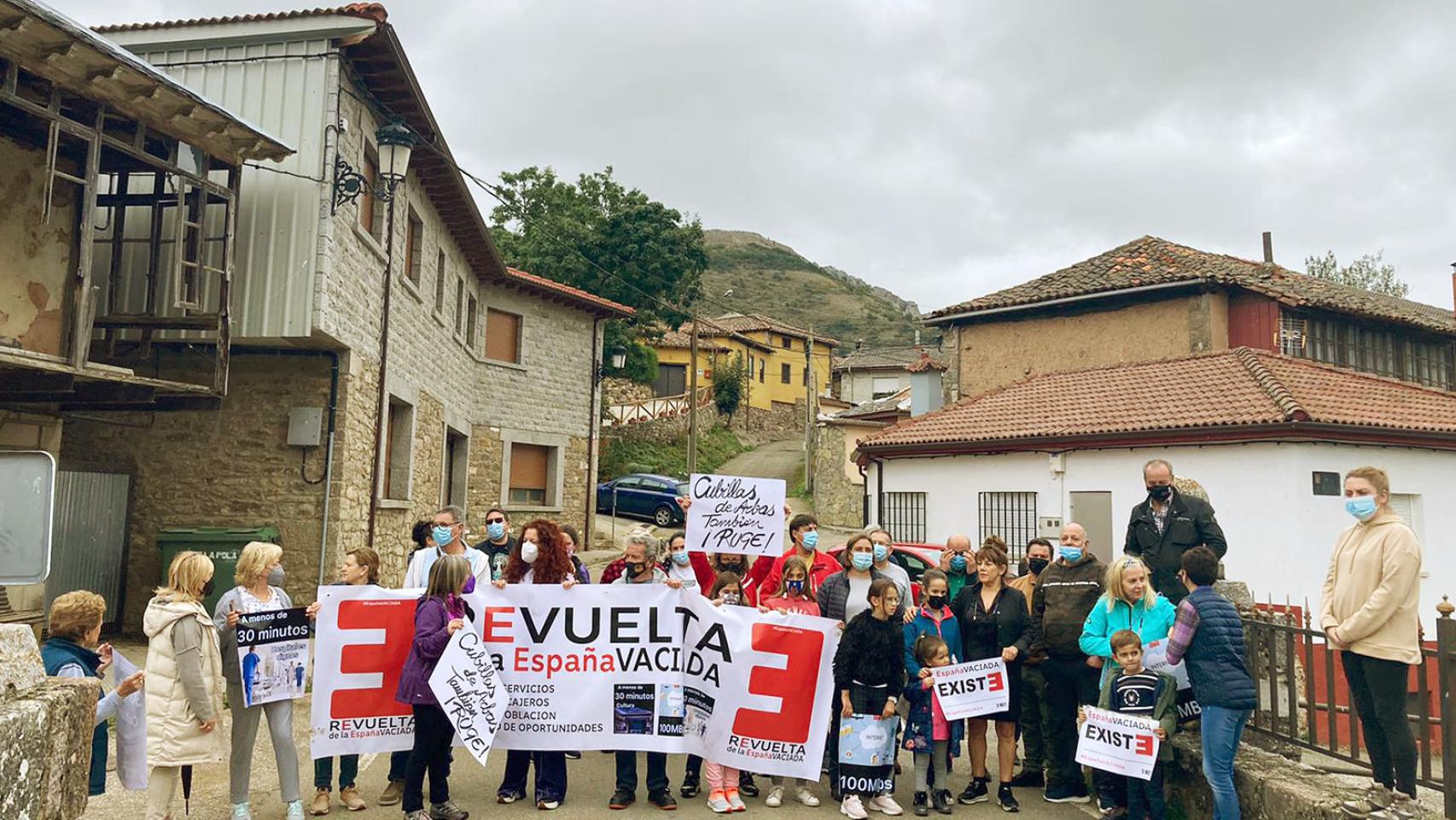 'La Revuelta de la España Vaciada' manifestándose en León