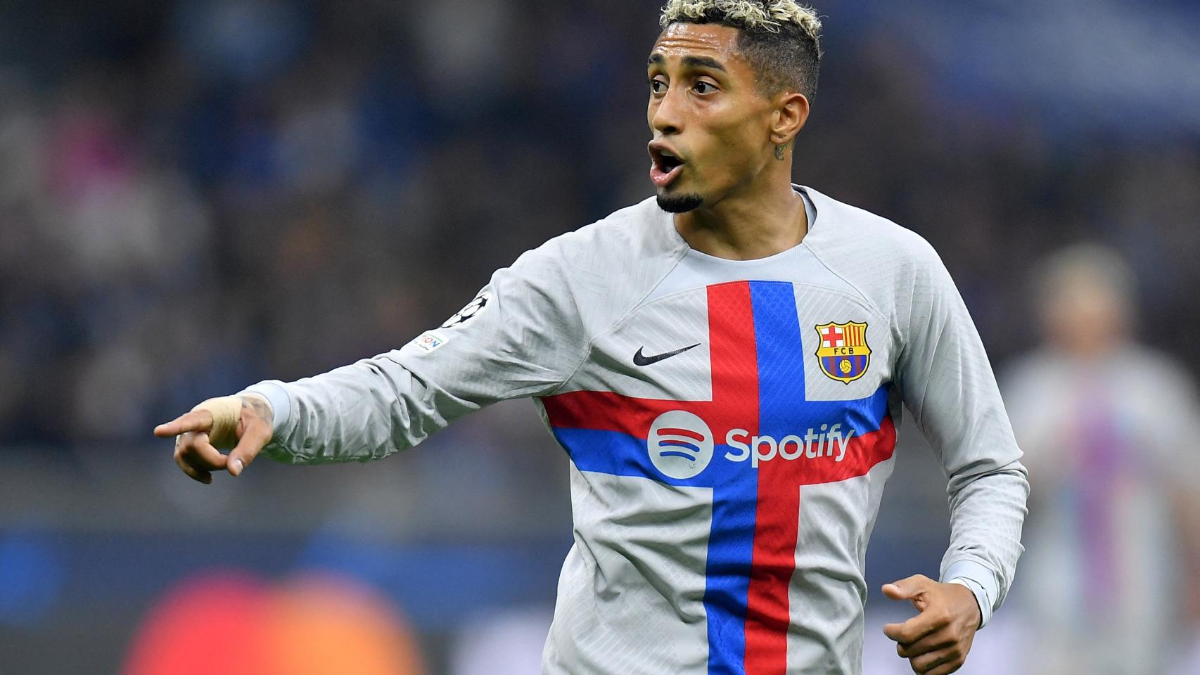 Raphinha, en un partido del Barça en la Champions League 2022/2023