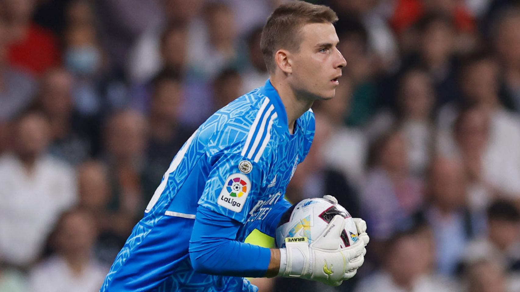 Andriy Lunin, en un partido del Real Madrid de la temporada 2022/2023