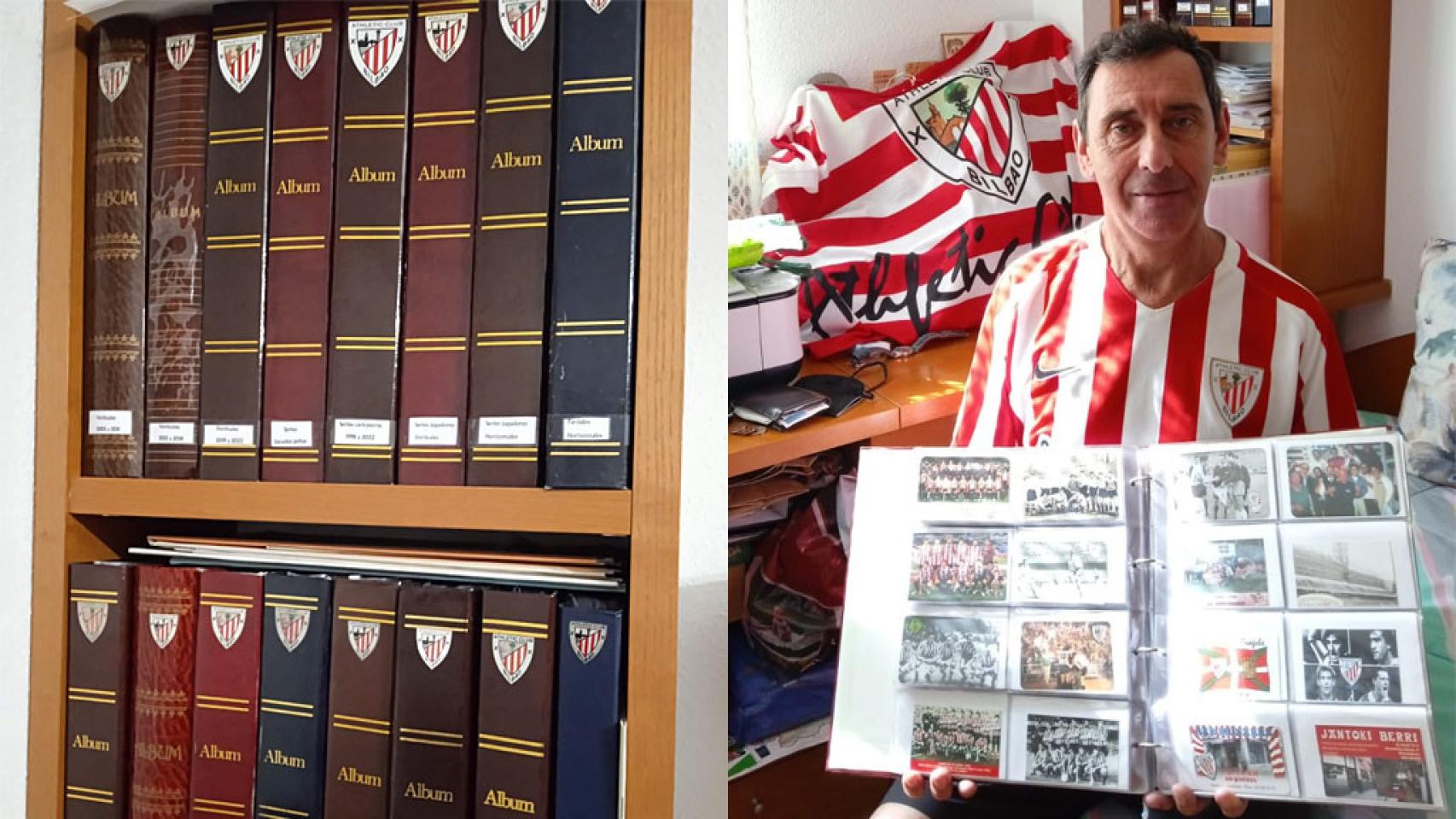 Luis Ángel con sus calendarios y álbumes