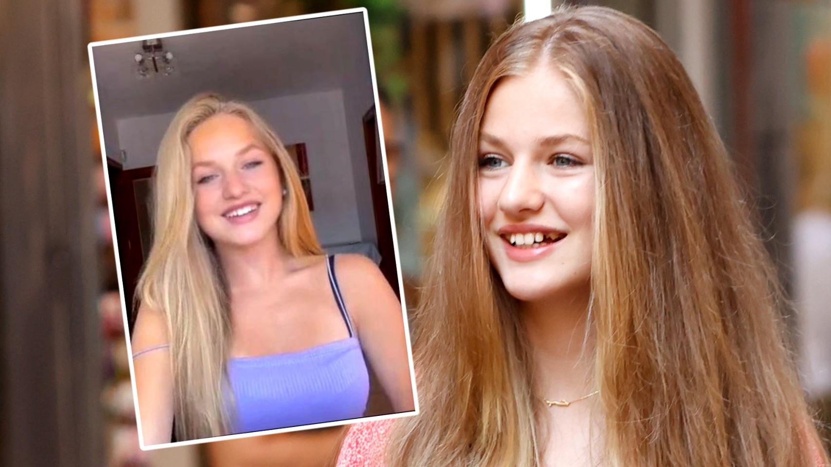 La princesa de Asturias y la joven que la imita en un montaje de El Español.