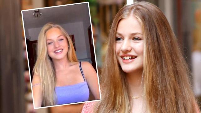 La princesa de Asturias y la joven que la imita en un montaje de El Español.