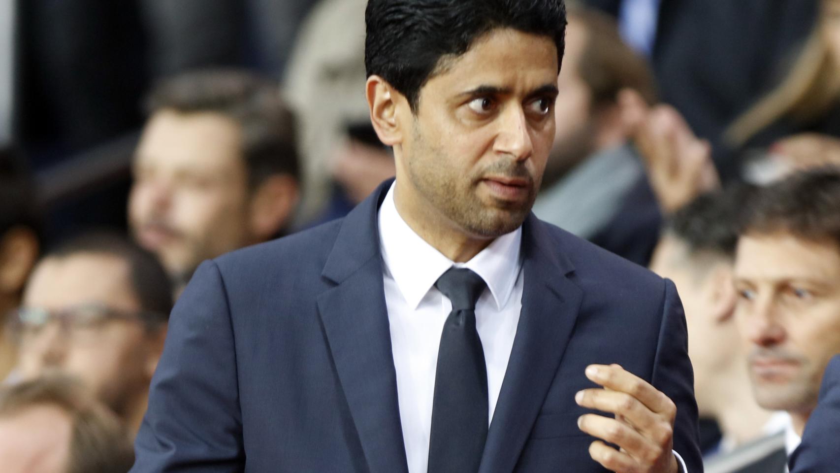 Nasser Al-Khelaifi, presidente del PSG, en un palco