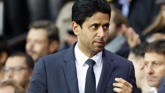 Nasser Al-Khelaifi, presidente del PSG, en un palco