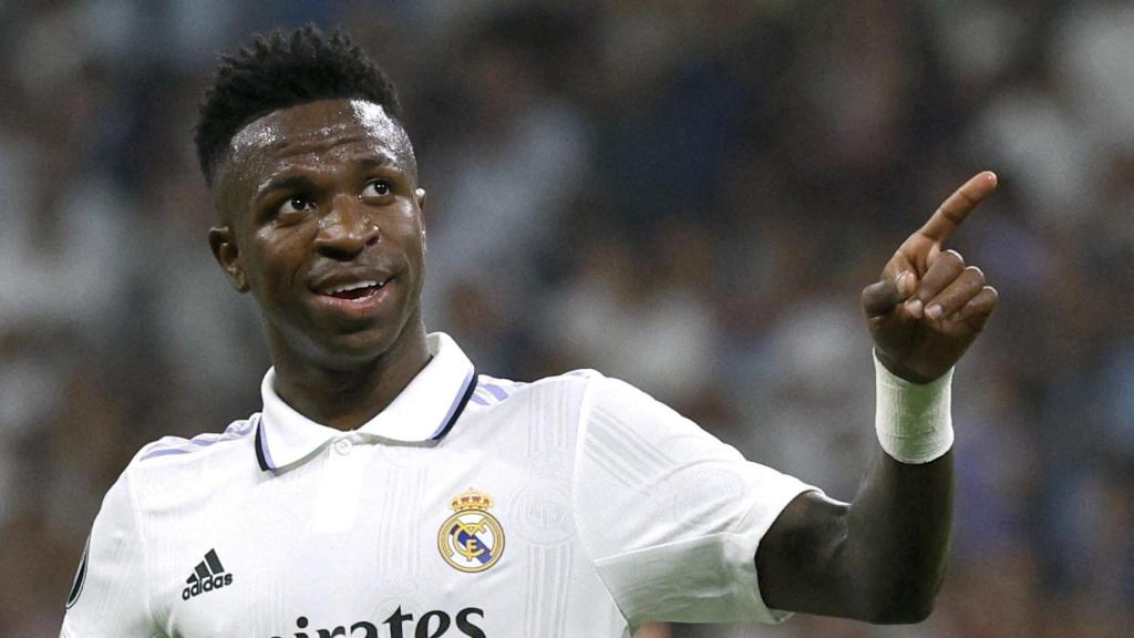 Vinicius Júnior, celebrando un gol con el Real Madrid en la temporada 2022/2023