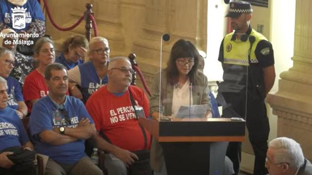 Trinidad Rodríguez, ex jefa de Smassa, durante su intervención en el Pleno del Ayuntamiento de Málaga.