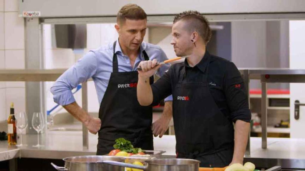 Joaquín Sánchez y David Muñoz durante la grabación de 'Joaquín, El Novato'.