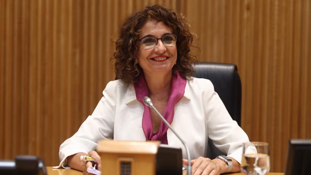 María Jesús Montero, ministra de Hacienda, durante la rueda de prensa de los Presupuestos Generales del Estado.