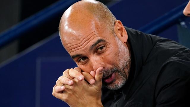 Pep Guardiola, en el banquillo del Manchester City