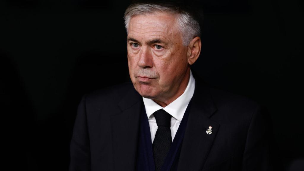 Carlo Ancelotti en el banquillo del Santiago Bernabéu