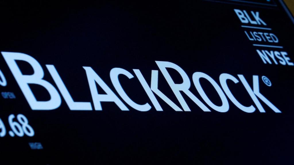 Logo de BlackRock en la Bolsa de Nueva York.
