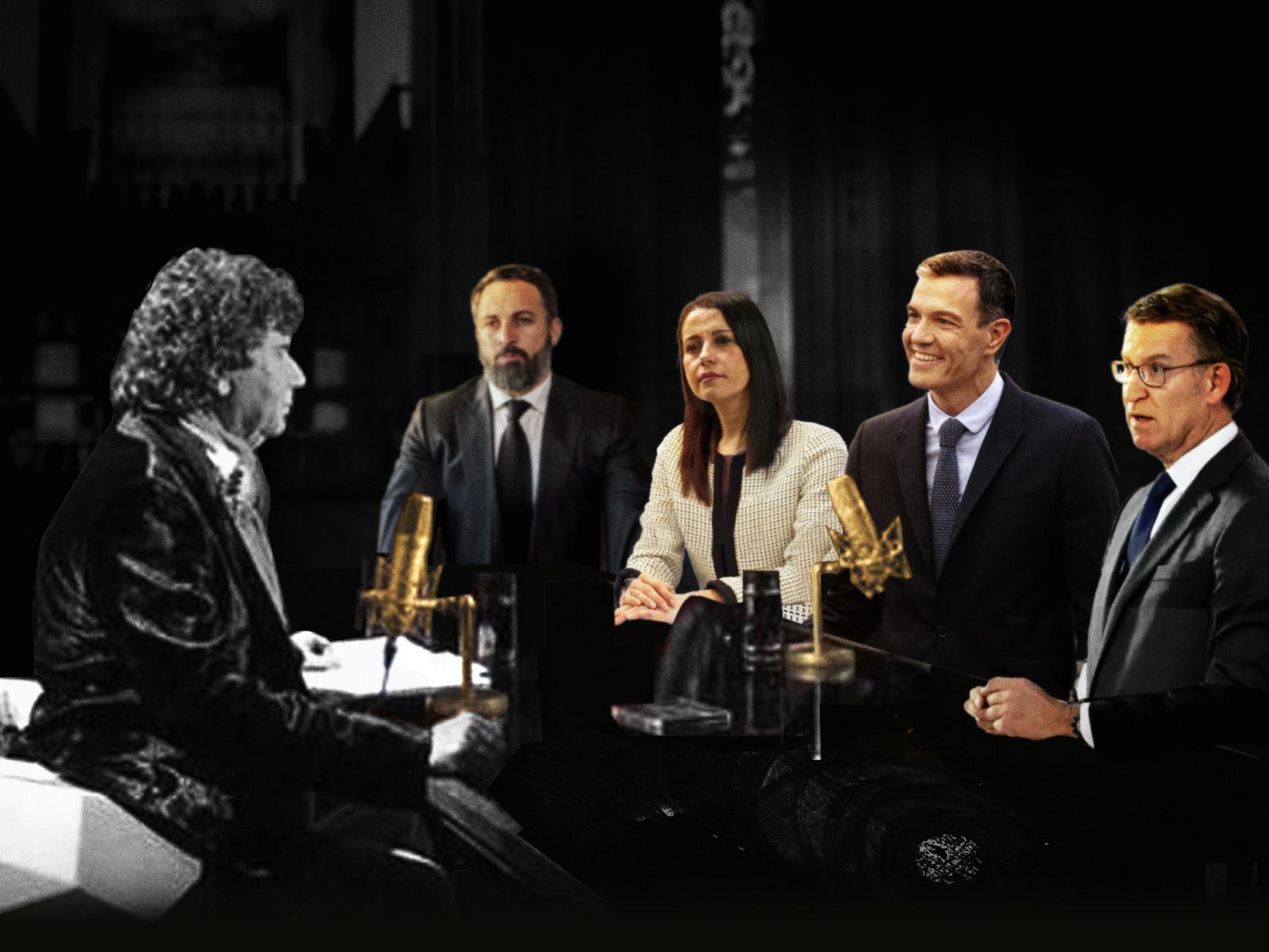 La entrevista póstuma que ideó Jesús Quintero: Pedro Sánchez, Núñez Feijóo, Santiago Abascal e Inés Arrimadas.