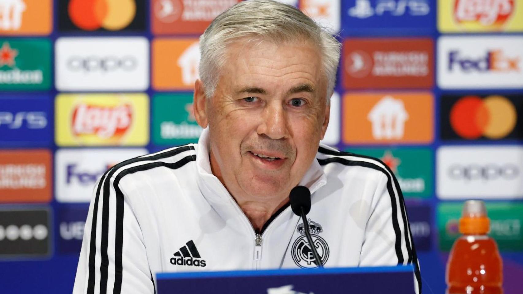Carlo Ancelotti, en rueda de prensa de la Champions League 2022/2023