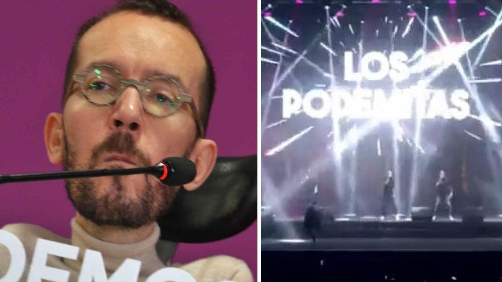 Fotomontaje de Echenique y la actuación de Los Meconios.