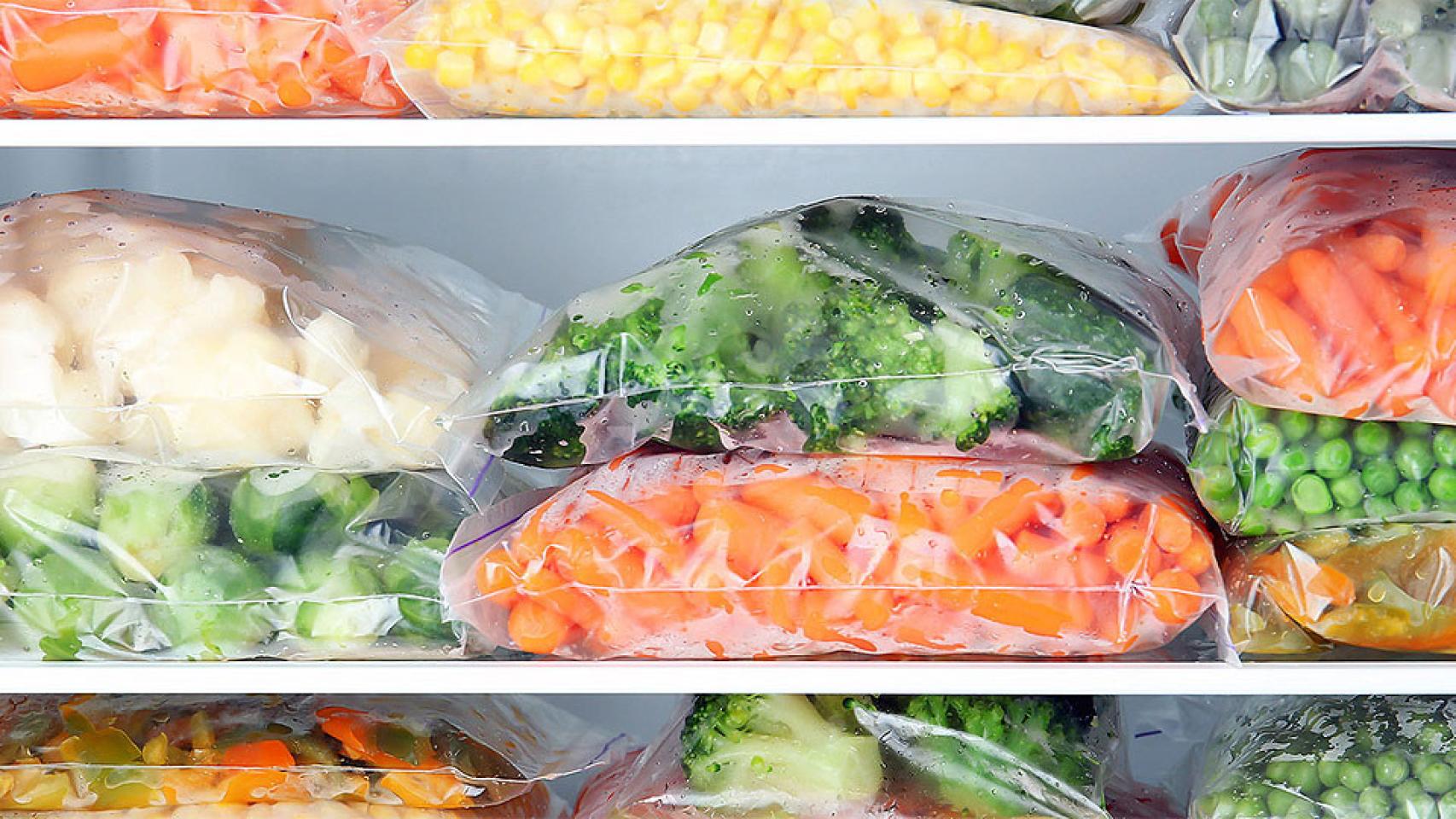 Alimentos en el congelador.
