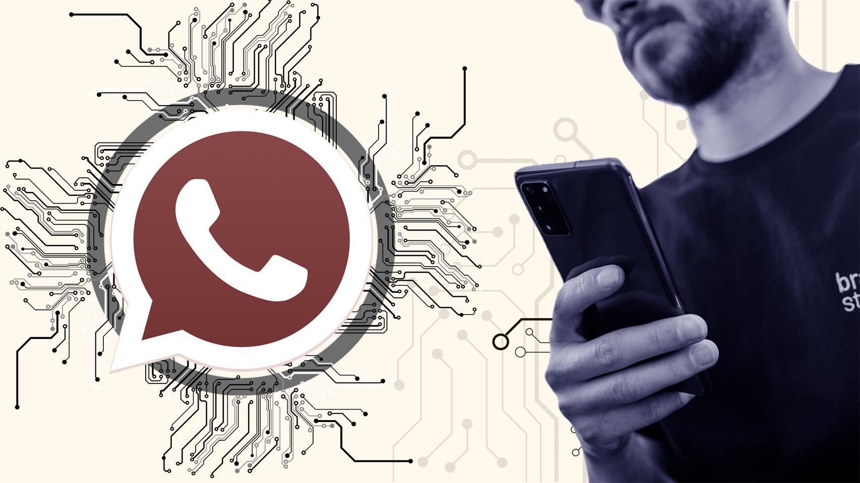 Fotomontaje con el logo de WhatsApp