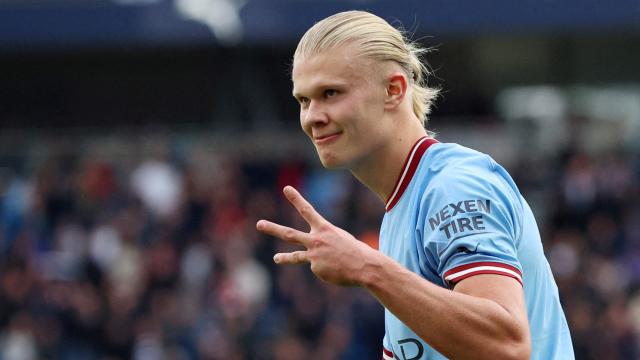 Erling Haaland celebra un gol con el Manchester City