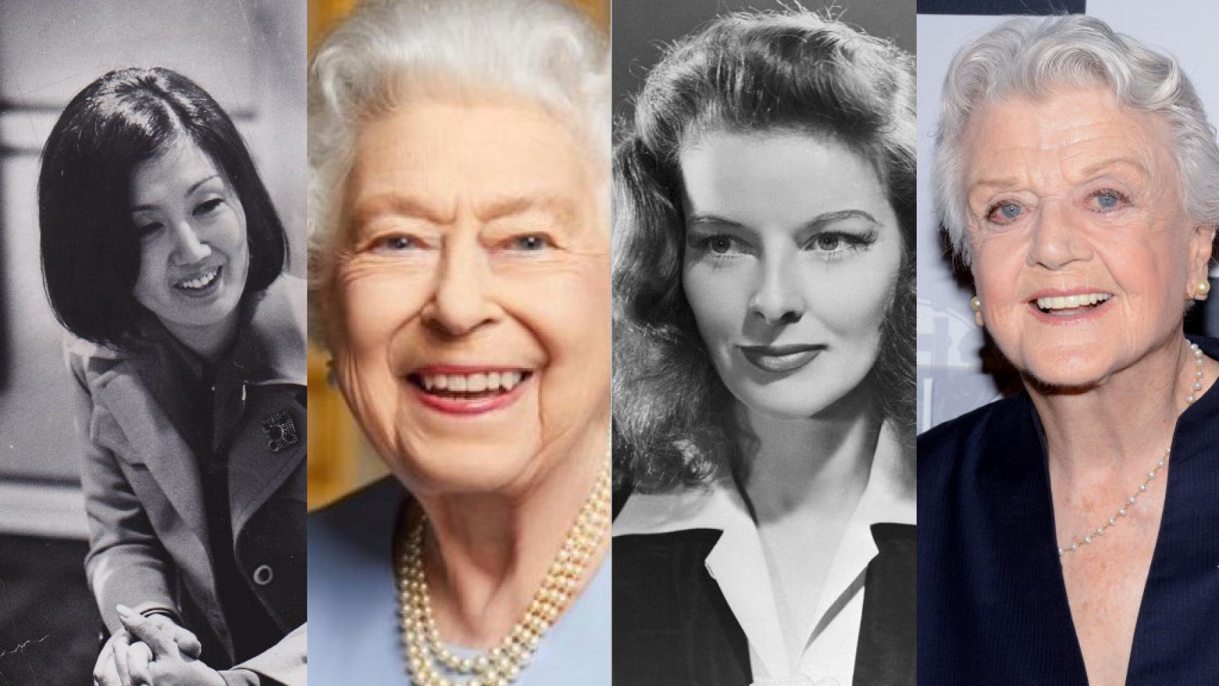 Hanae Mori, la reina Isabel, Katherine Hepburn y Angela Lansbury, cuatro de las representantes del 'cllub de los 96'.