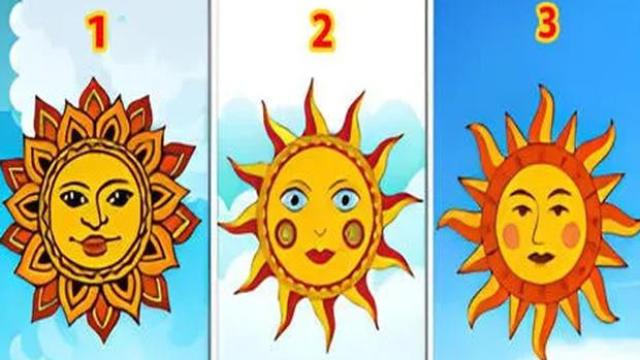 Observa la imagen, elige uno de los soles y descubre si irradias buena energía.