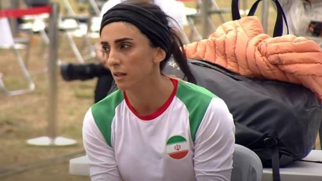 Elnaz Rekabi, durante su participación en la prueba sin hiyab