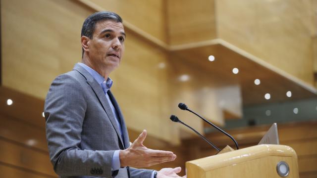 El presidente del Gobierno, Pedro Sánchez, este martes en el Senado.