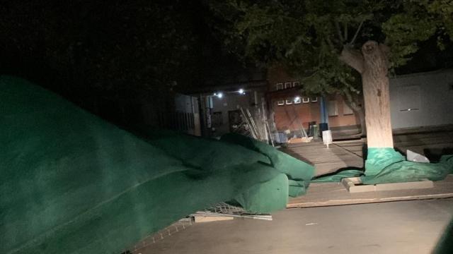 El viento derribó vallas y arrancó ramas en los exteriores del colegio.