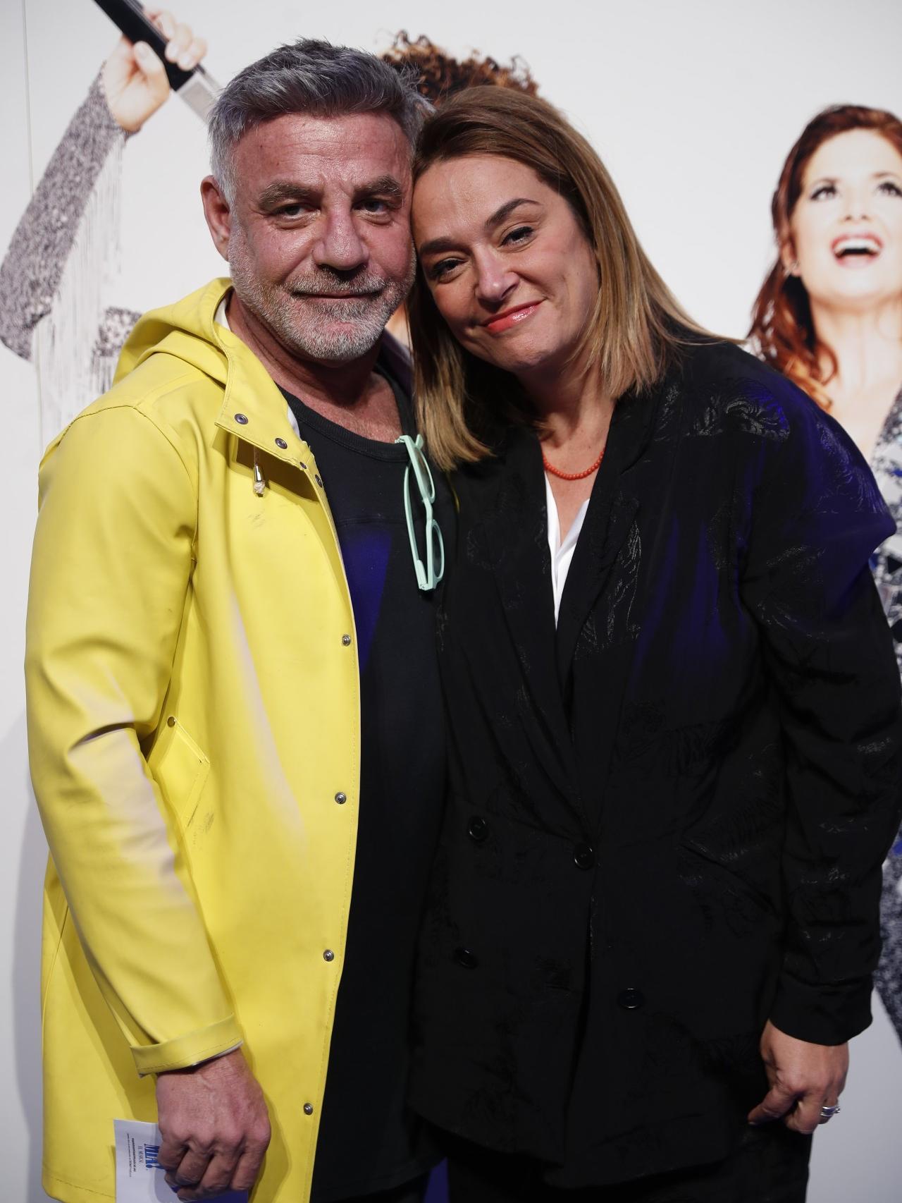 Toñi Moreno junto a su gran amigo Joaquín Torres en el estreno del musical Mamma mia!