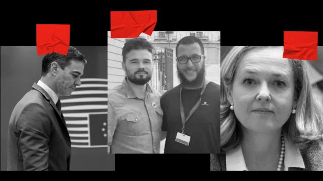 Pedro Sánchez, Rufián con un líder salafista y Nadia Calviño.