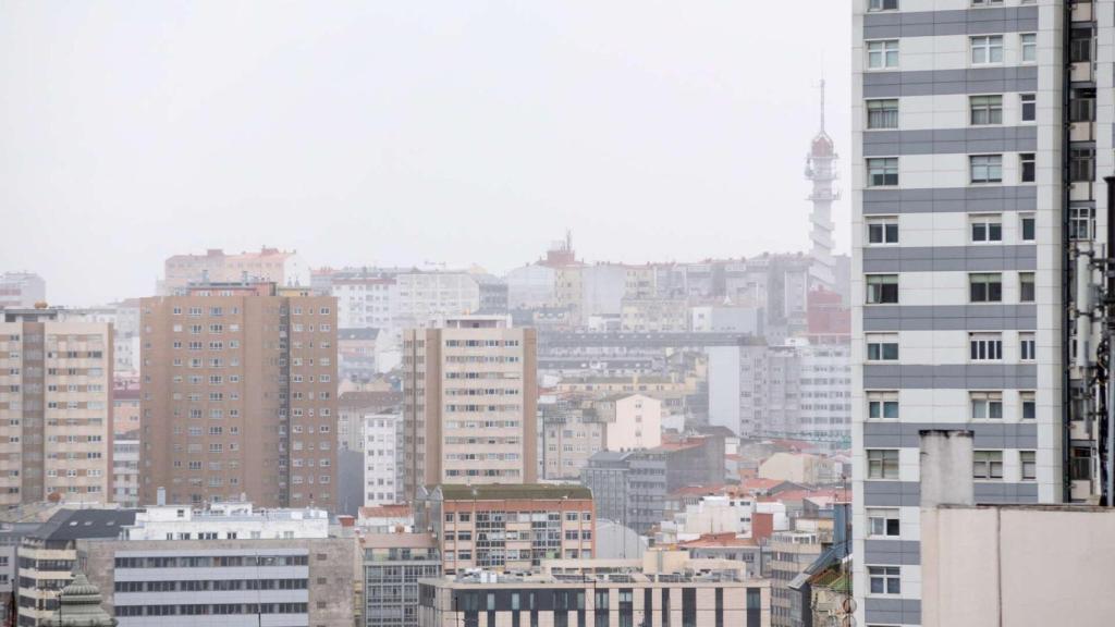Grupo de edificios de la ciudad de A Coruña.