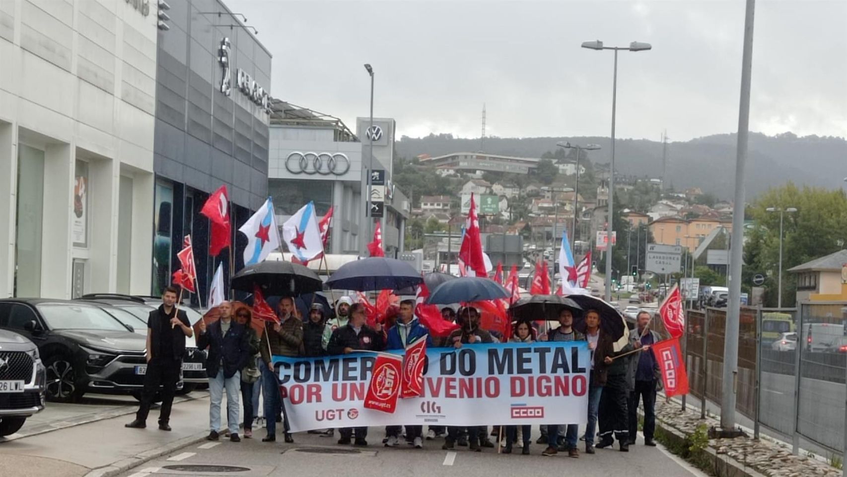 Protesta de trabajadores del sector del comercio del metal.