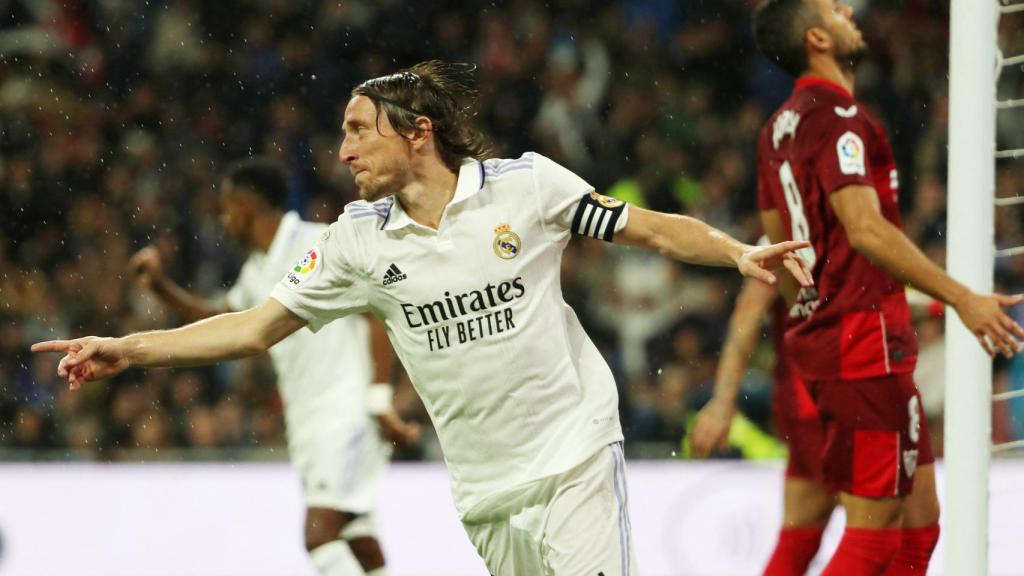 Modric, en la celebración del primer gol del encuentro
