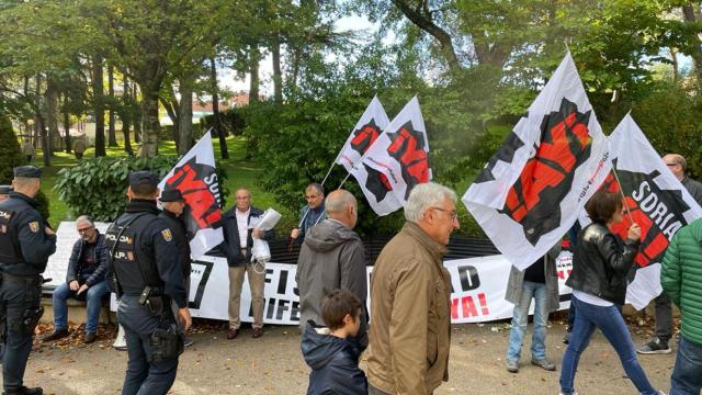 Concentración de ¡Soria Ya! durante la visita de Pedro Sánchez