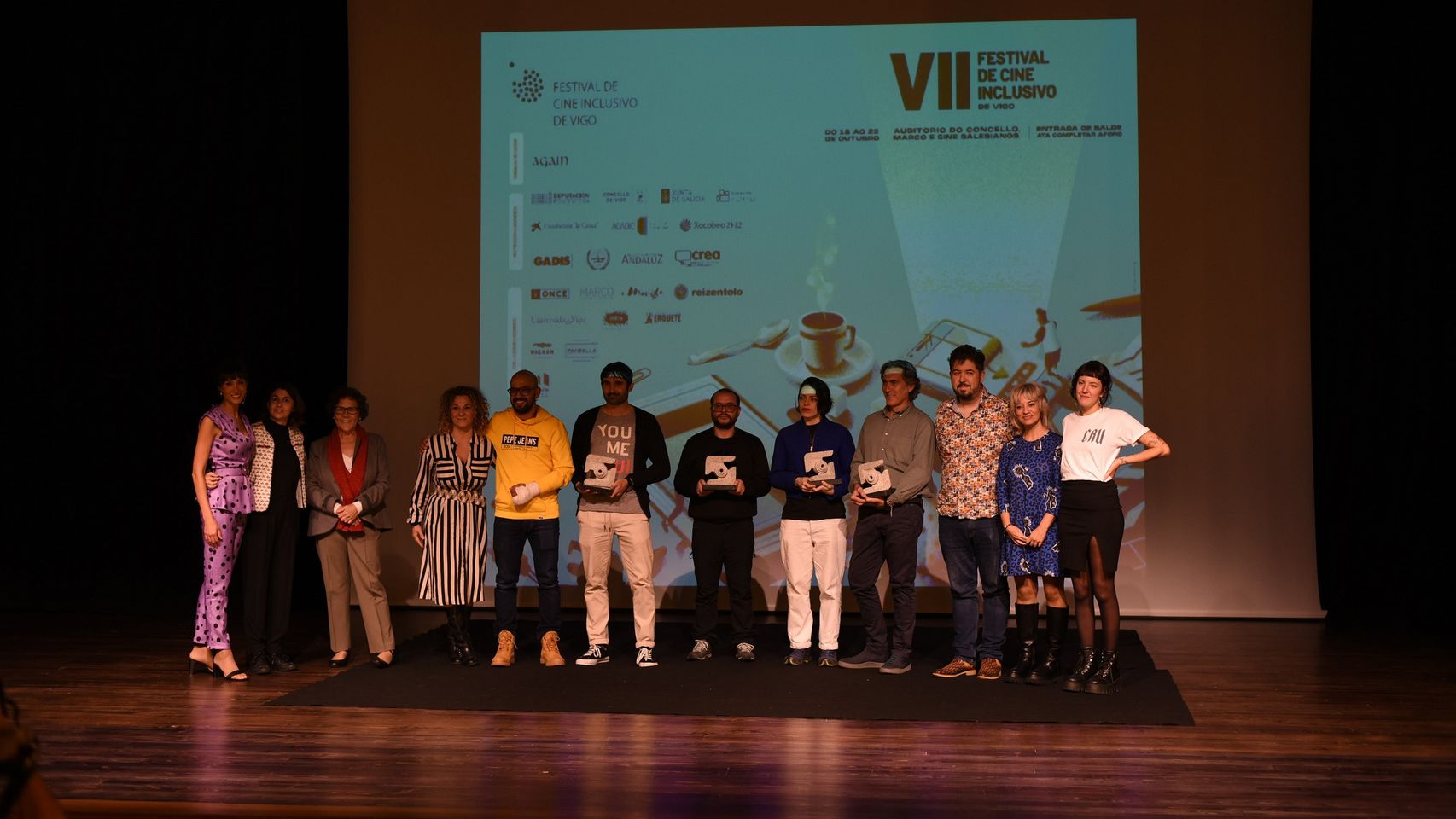Los galardonados en el Festival de Cine Inclusivo de Vigo.