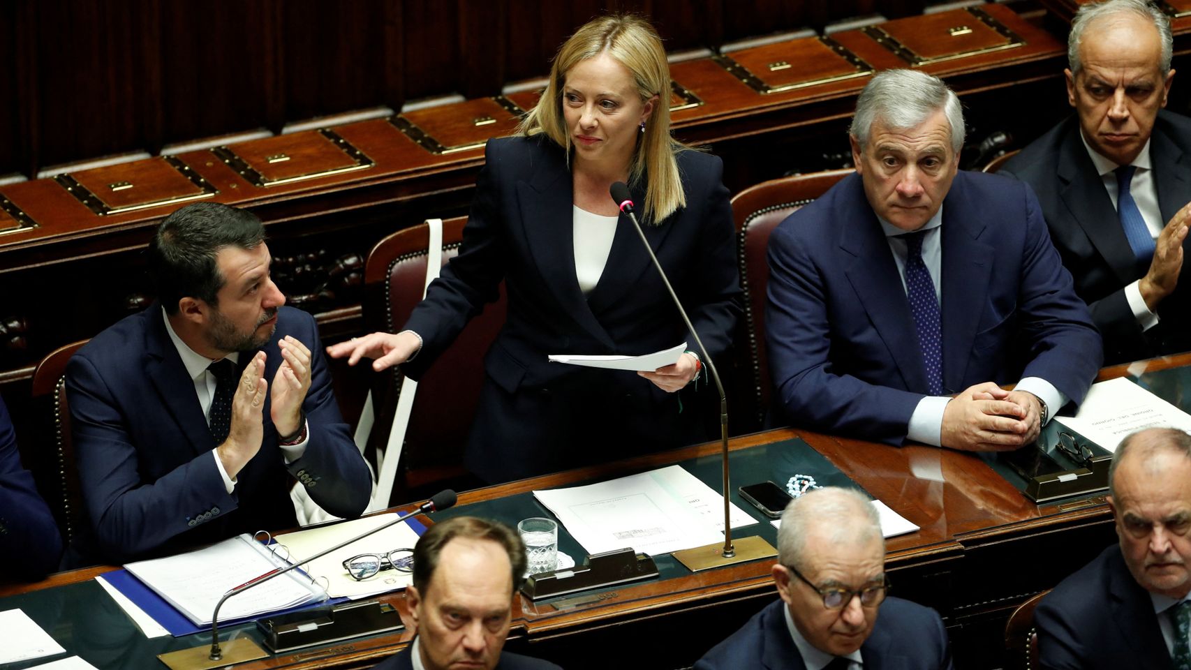 La primera ministra de Italia, Giorgia Meloni, se dirige a la Cámara de Diputados.